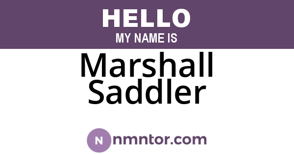 Marshall Saddler