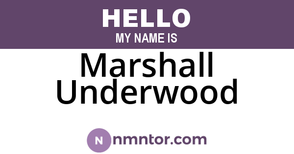 Marshall Underwood