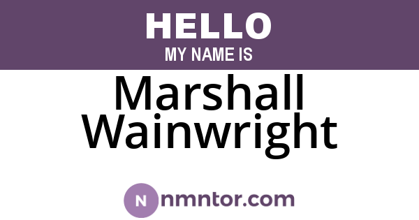 Marshall Wainwright