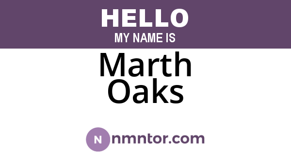 Marth Oaks