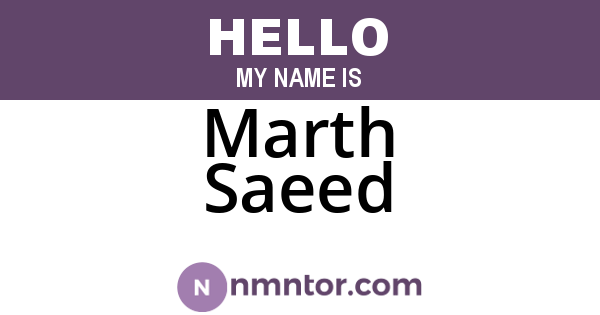 Marth Saeed