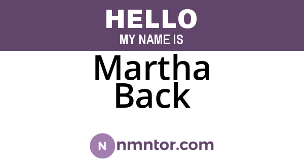 Martha Back