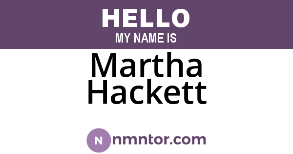 Martha Hackett