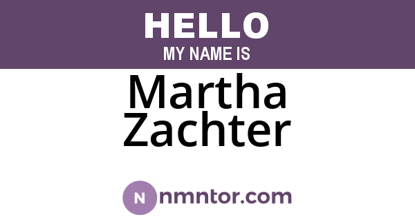 Martha Zachter