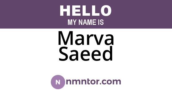 Marva Saeed