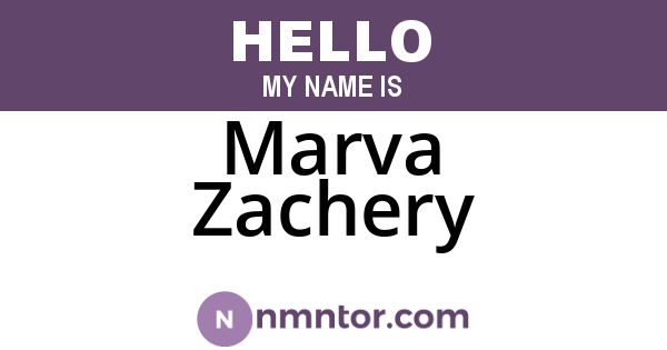 Marva Zachery