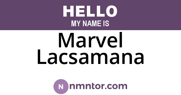 Marvel Lacsamana