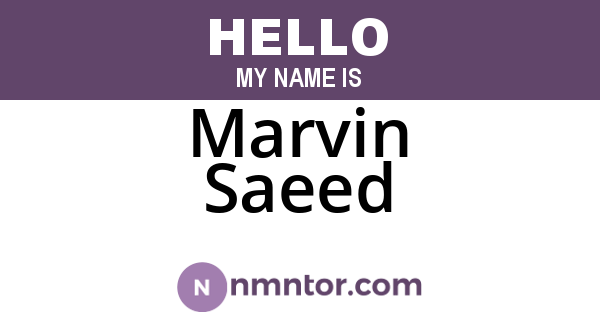 Marvin Saeed