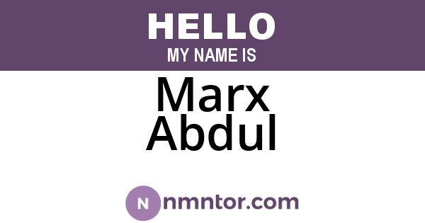 Marx Abdul