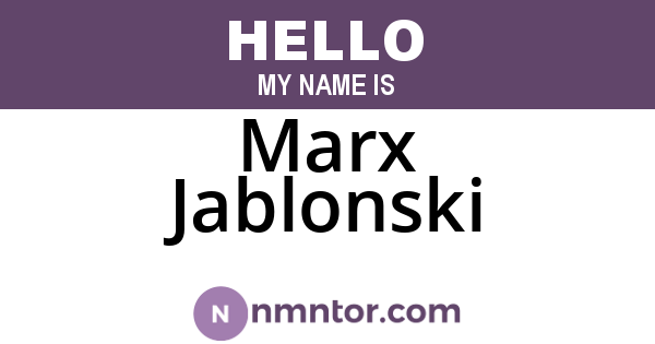 Marx Jablonski