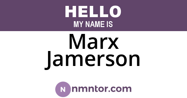 Marx Jamerson
