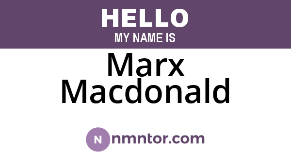 Marx Macdonald