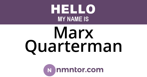 Marx Quarterman