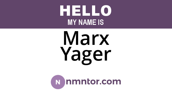 Marx Yager