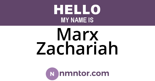 Marx Zachariah