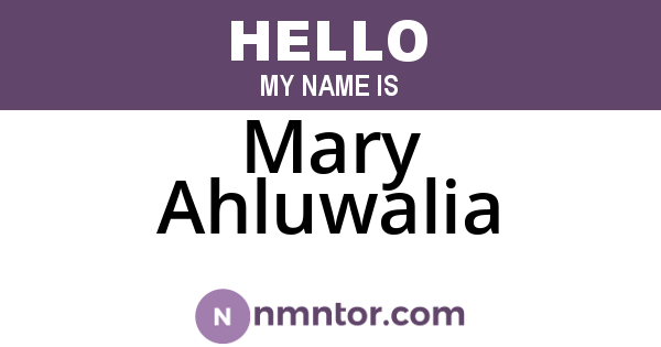 Mary Ahluwalia