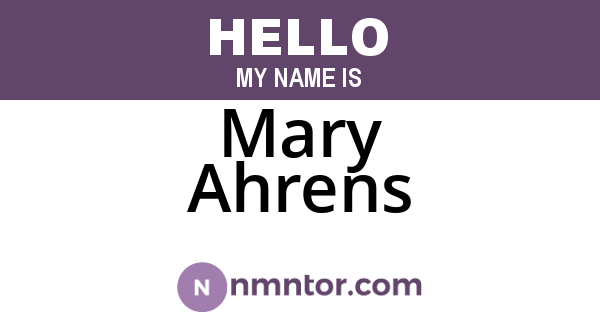 Mary Ahrens