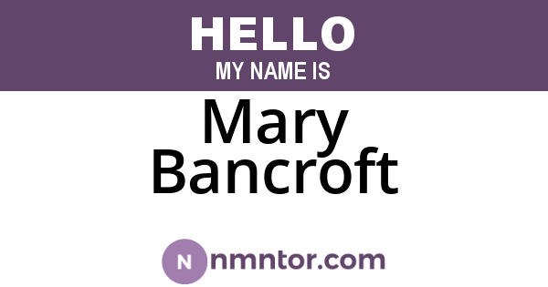 Mary Bancroft