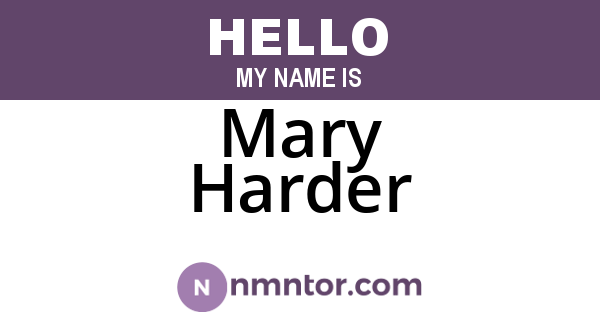 Mary Harder