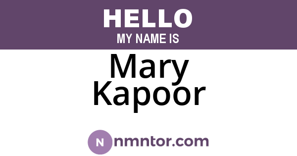 Mary Kapoor