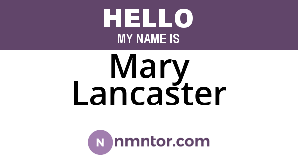 Mary Lancaster