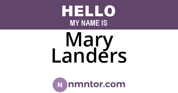 Mary Landers