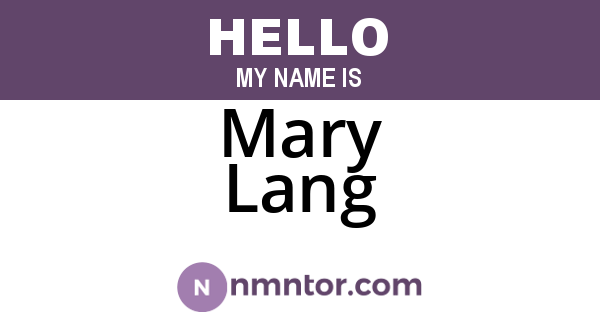 Mary Lang