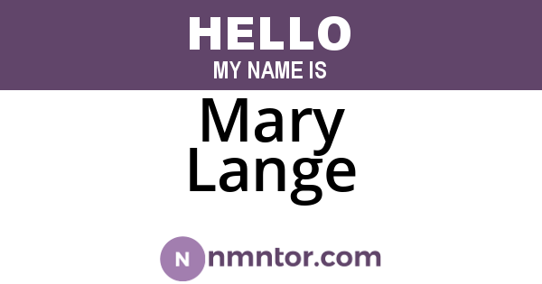 Mary Lange