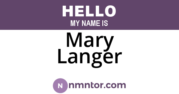 Mary Langer