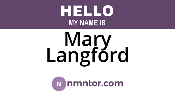 Mary Langford
