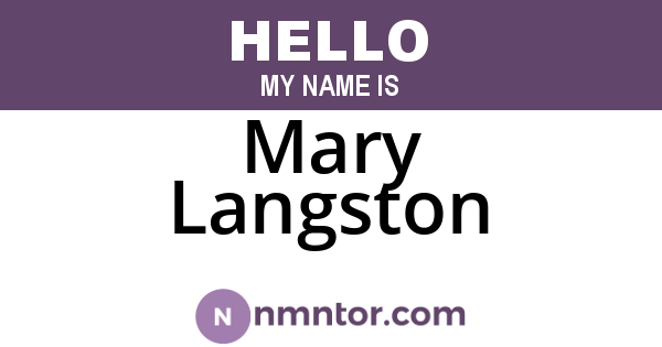 Mary Langston