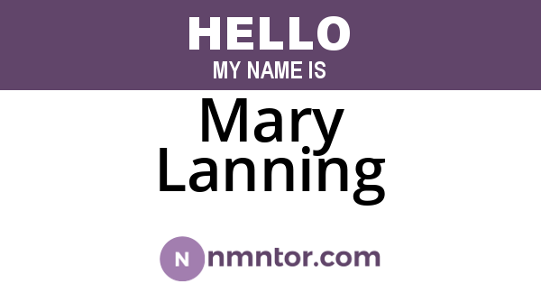 Mary Lanning