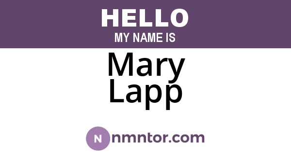 Mary Lapp
