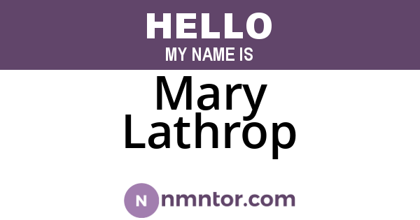 Mary Lathrop