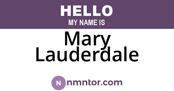 Mary Lauderdale