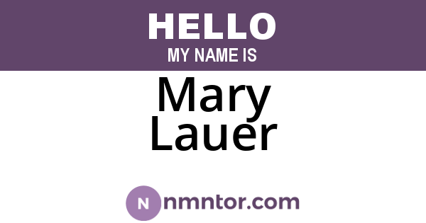 Mary Lauer