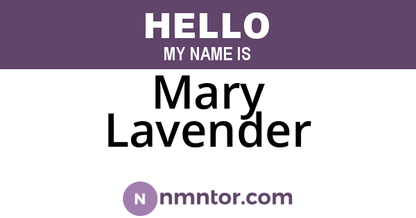Mary Lavender