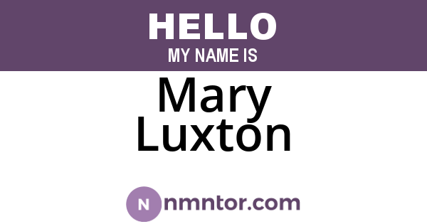 Mary Luxton