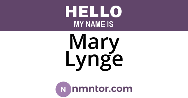 Mary Lynge