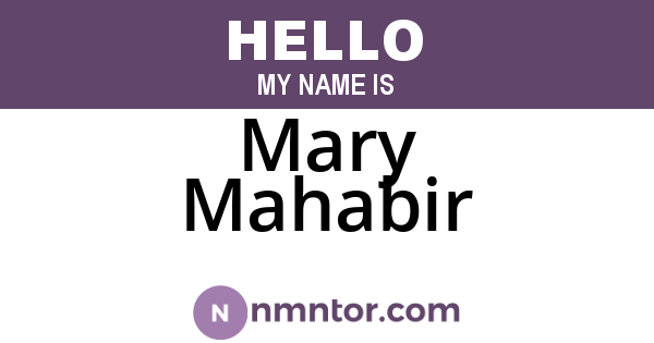 Mary Mahabir