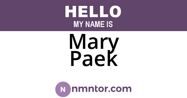 Mary Paek