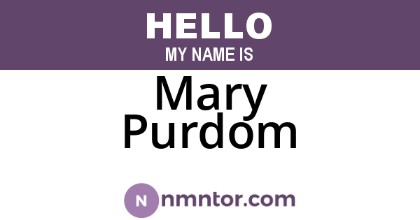 Mary Purdom