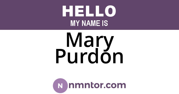 Mary Purdon