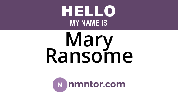 Mary Ransome