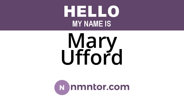 Mary Ufford