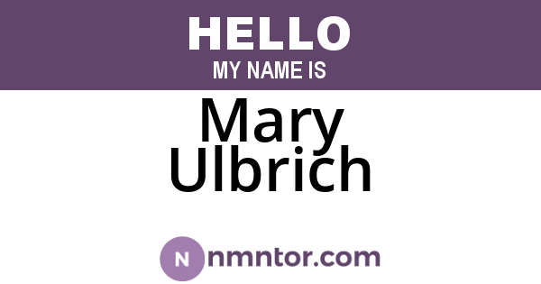 Mary Ulbrich