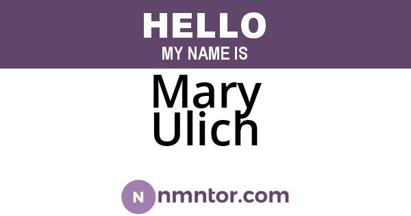 Mary Ulich