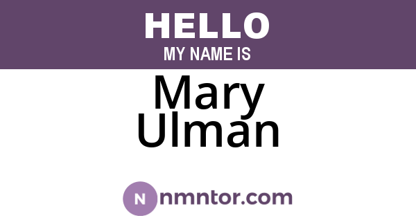 Mary Ulman