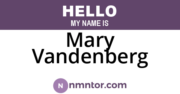 Mary Vandenberg