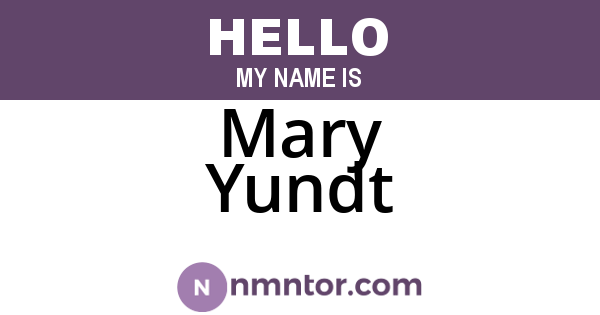 Mary Yundt